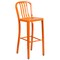 Merrick Lane Evelyne Outdoor Dining Set with 24" Round Table and Slatted Back Bar Stools with Footrests